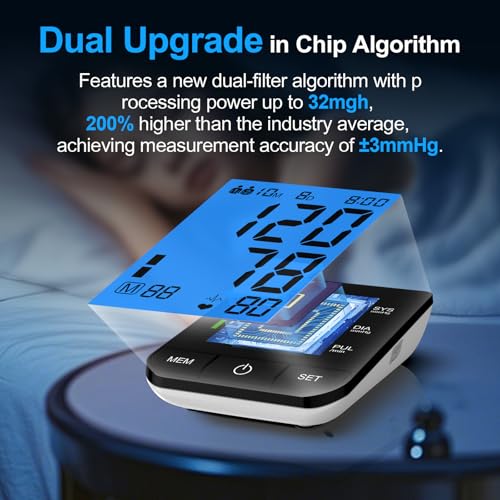 Accurate Digital BP Machine - Automatic Blood Pressure Monitor with XL Cuff (13-21") & M/L Cuff (9-17") for Big/Medium Arms, Large Backlit LCD Display, 360° Adjustable & Portable for Adults - Image 5