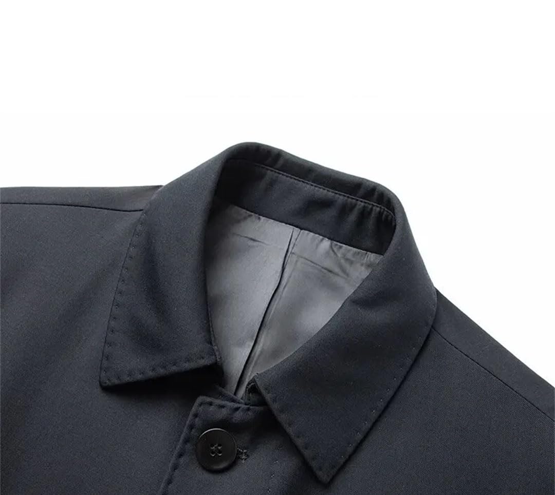 Uomini Tinta unita Lungo Risvolto Trenchcoat Con Tasche Capispalla Affari Casual Cappotto