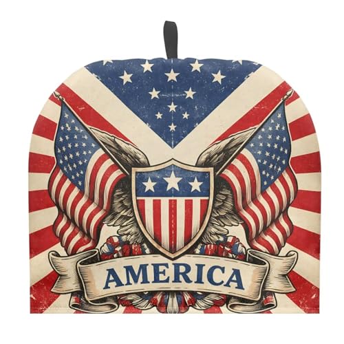 Image of American Flag Print Tea Cozy for Teapot Insulated Large Teapot Warm Tea Kettle Cover Machine Washable Coffee Pot Cloth Covers Kitchen Home Decorations for Party