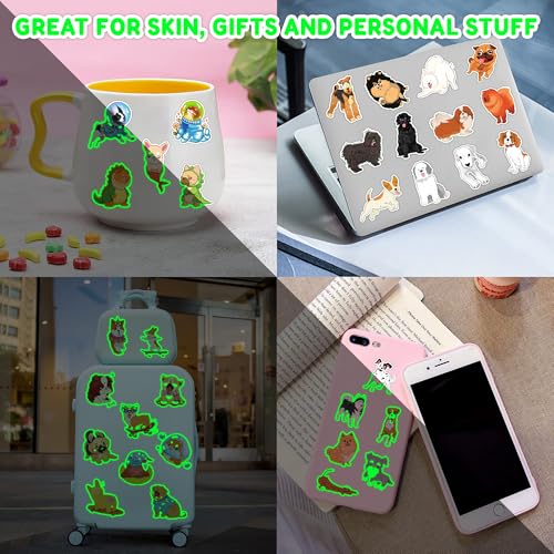 Image of 96 PCS Dog Pet Temporary Tattoos for Kids - Luminous Glow in The Dark | Pre-Cut Animal Fake Tattoo Stickers for Boys Girls | Super Cute First Themed Birthday Party Favors & Supplies