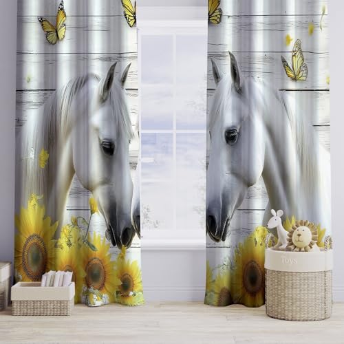 Rideau opaque thermique motif cheval blanc finitions soignées - 4