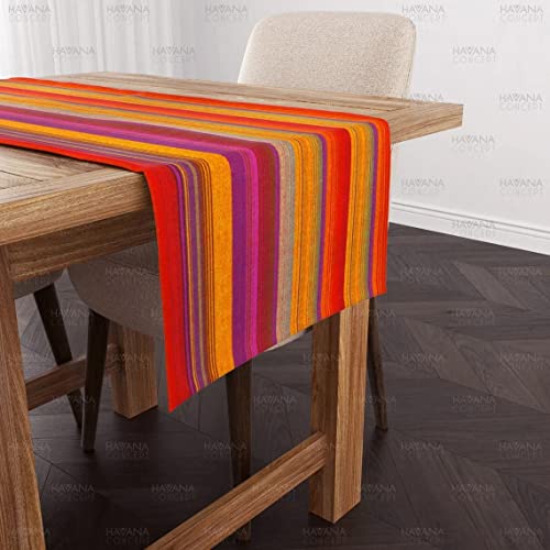 Vintage Striped Table Runner | Retro Orange, Yellow, Purple Striped Geometric Print Home Decor Table Linens, Dining Room, Kitchen Linens (16 X 71) #TOP1