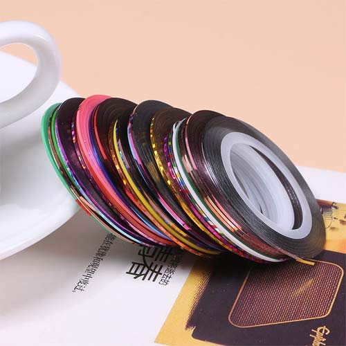 J Shop 30pcs de couleur mixte ongles bandes décalcomanies feuille conseils bande ligne pour bricolage 3D Nail Art conseils décorations ongles feuille décalcomanies