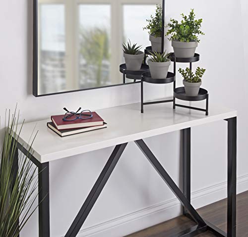 Image of Kate and Laurel Finn Modern Tri-Level Metal Plant Stand, 7.25 x 7.25 x 10, Black, Indoor Multi-Tiered Plant Stand for Tabletop