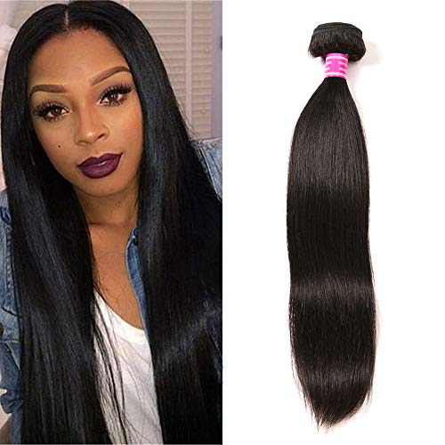Brazilian Virgin Hair Straight 1 Bundle 100% Unprocessed Brazilian Straight Human Hair Weave Bundles Weaving Natural Black Color (24", 100g)