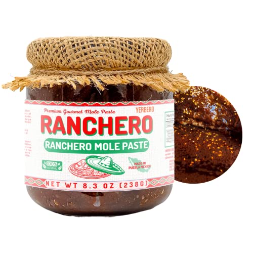 Yerbero - Gourmet Mexican Delight Spicy Ranchero Mole Paste 8.3Oz (238G) | Mole Picante Sabroso! Gourmet Ranchero De San Pedro Actopan Artesanal | 100% Mexican | Premium Natural Ingredients | Plant-Based, Gluten-Free, Low Sodium, No Sugar | Makes 10-12 Plates. #TOP15
