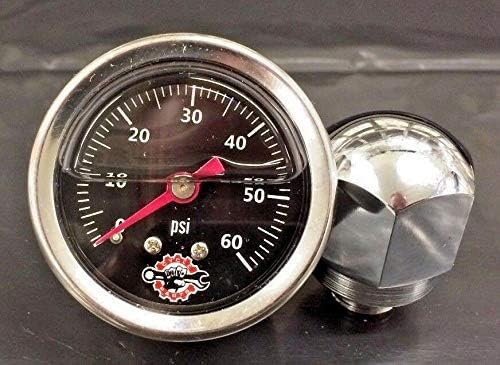 Chrome Rocker Box Shaft End Oil Pressure Gauge Harley Ironhead Shovelhead black