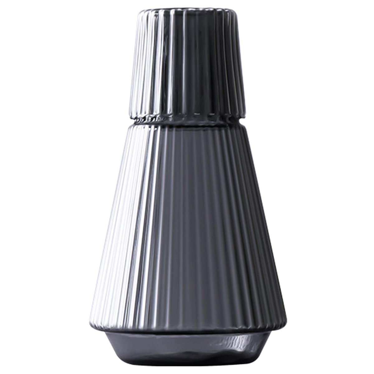 Sizikato Carafe à eau de nuit classique en verre rayé avec gobelet 850,5 g.