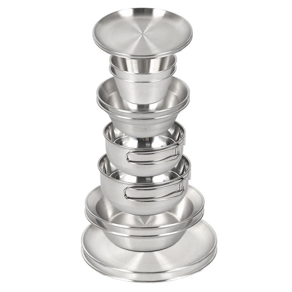 Juego de cubiertos para exteriores de 12 piezas, portátil, juego de cubiertos para camping, autopropulsado, barbacoa, camping, hogar, cuenco de comedor