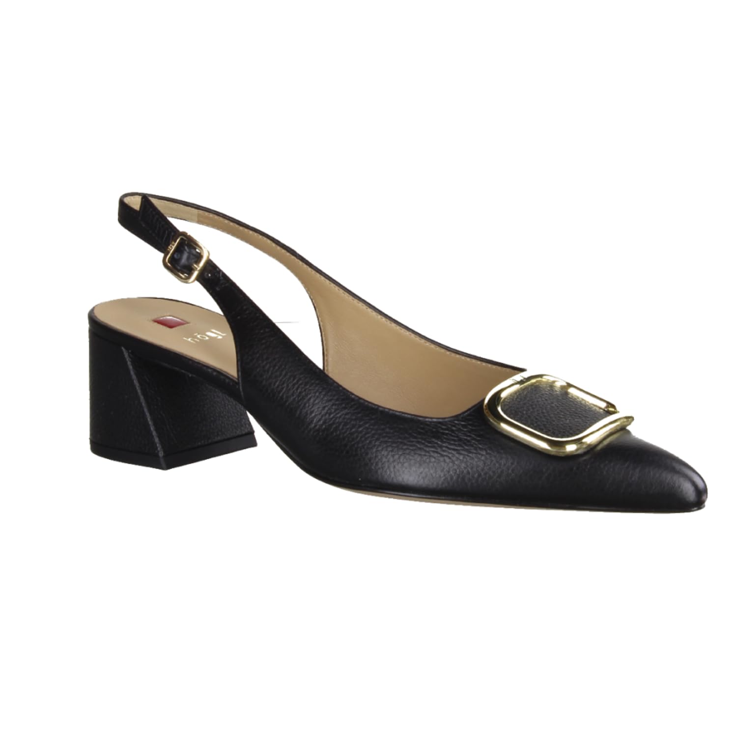 HÖGL 1-104623 czarne - Sling - buty damskie Top Trends, czarne, skóra (skóra cielęca graincalf), wysokość obcasa: 40 mm