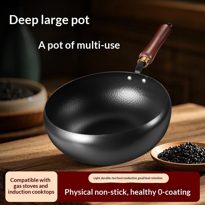 Wok japonés de hierro fundido con tapa de madera 11 pulg miniatura 6