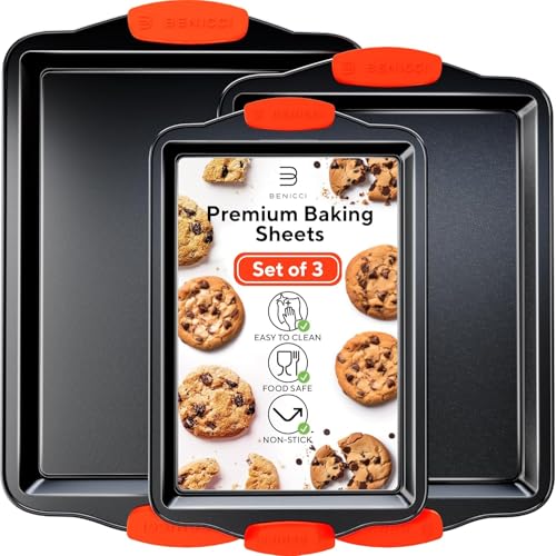 Premium Non-Stick Baking Sheets Set of 3 - Deluxe...