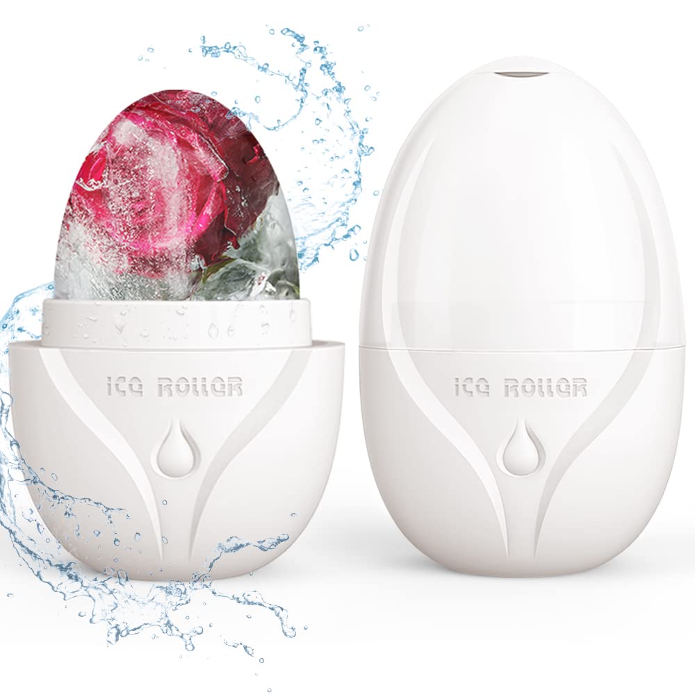 Ice Roller for Face, Egg-Shaped Design, Ice Face Roller, Face Ice Roller, Facial Ice Roller, Silicone Ice Mold, Shrink Pores, Skin Roller, Face Roller Skin Care, Gua Sha & Face Massager (White)