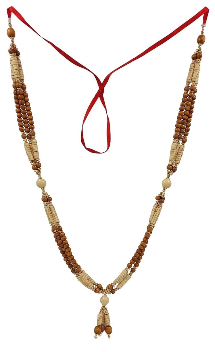 Women Chandan Scented Wooden Mala for Photo Frames and God Idols, Garland for Photos of Loved Ones, Traditional Mala for Ancestors and Pitra, Brown, 50 cm-image-24