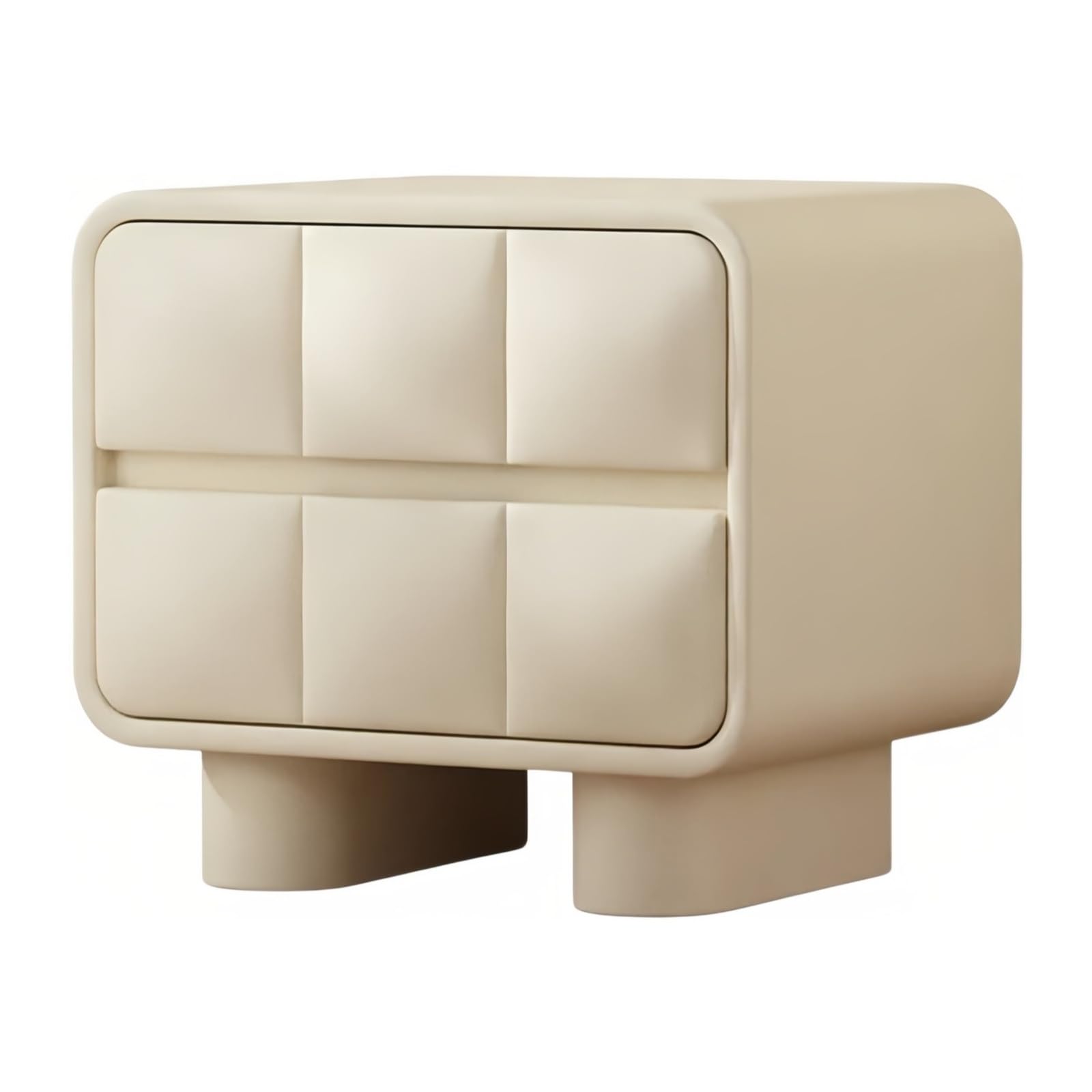 guiling-1986 Bedside Table Nightstand Two Drawers Concealed Handles Cylindrical Legs for Bedroom Storage Nightstand(White,Medium)