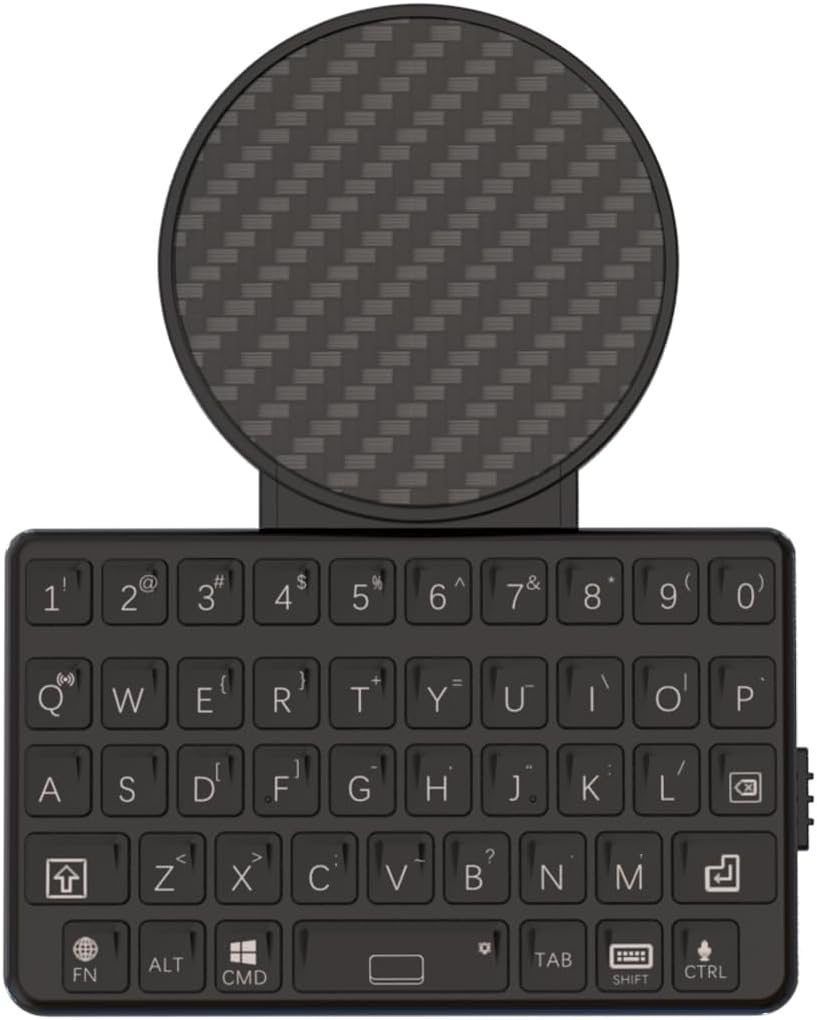 EXknight Mini Keyboard with Magnetic Extendable Phone Mount for iPhone, Android and Foldable Phones