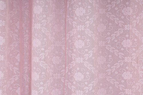 Image of Dekor World Pink Cotton Net Curtain Set (Pack of 2)-110x275cm (4x9Feet) Long Door Curtain