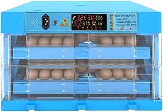 ExGizmo 128 Eggs Incubators for Hatching Eggs, Automatic Intelligent Dual Power Chicken Duck Hatcher with Digital LCD Display/Auto Temperature Control for Chickens, Birds, Ducks, Family Use for Hatching Eggs, Blue (53x53x37cm)