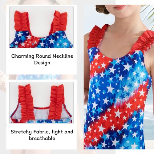 Image of XiaoMoSha Girls One Piece Swimsuit Ruffled Straps Bathing Suits Summer Swim Suit Quick Dry Beach Swimwear for Kids 3-10 Years