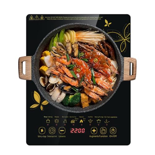 VAODO Portable Induction Cooktop Burner Induction Hot Plate with LED Sensor Touch 2200 Watts 8 Temperature Levels with Heating Coil Low Noise Hot Plate with Timer