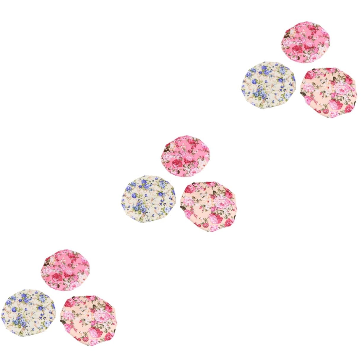 Healeved 9stücke Wasserdichte Duschhaube Mit Doppelter Schicht Stylische Badekappen Für Damen Und Mädchen Blume Rosa Blume Aprikose Aus Peva