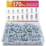 Gewindeeinsatz, Gorffy 170 Stück Einschraubmutter Holz, M6/M8/M10 Legierter Stahl Einschraubmuffen Gewindebuchse, Gewindebuchse Gewindeeinsatz für Holzmöbel, Silbern Einschraubmutter mit Box
