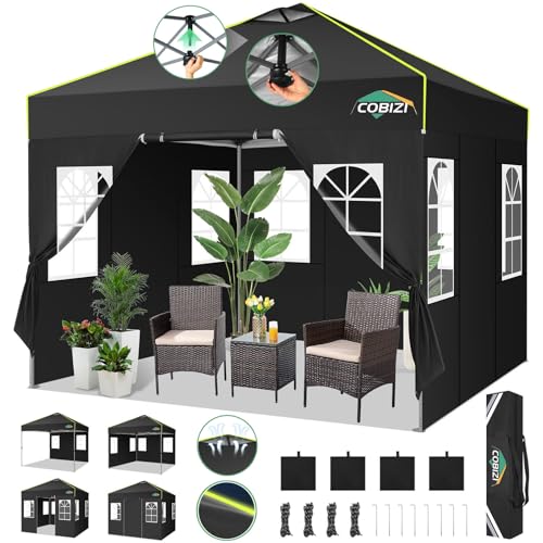 COBIZI Tonnelle Barnum Pliante 3x3 Pop up Tonnelle de Jardin Exterieur Imperméable Tente de Reception avec 4 Panneaux Latéraux Chapiteau avec Ventilation...