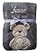 Babydecke viele Farben & Motive mit Namen / Geburtsdatum Bestickt Geschenk Baby (grau Bär)