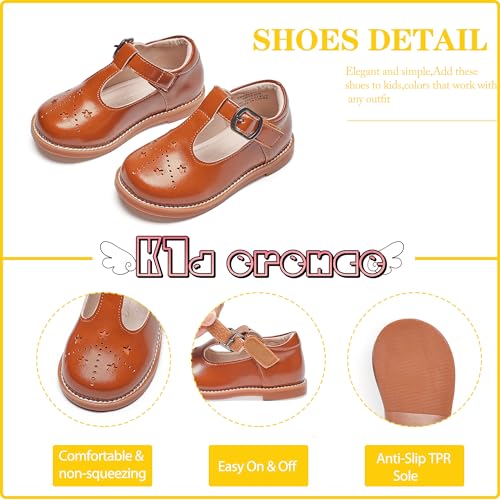Image of Kiderence Toddler Girl Mary Jane School Uniform Dress Shoes Oxford Flats | Wide Toe Box Great Comfort for Student Shoe and Flower Girl Shoe for Wedding, Parties, Church