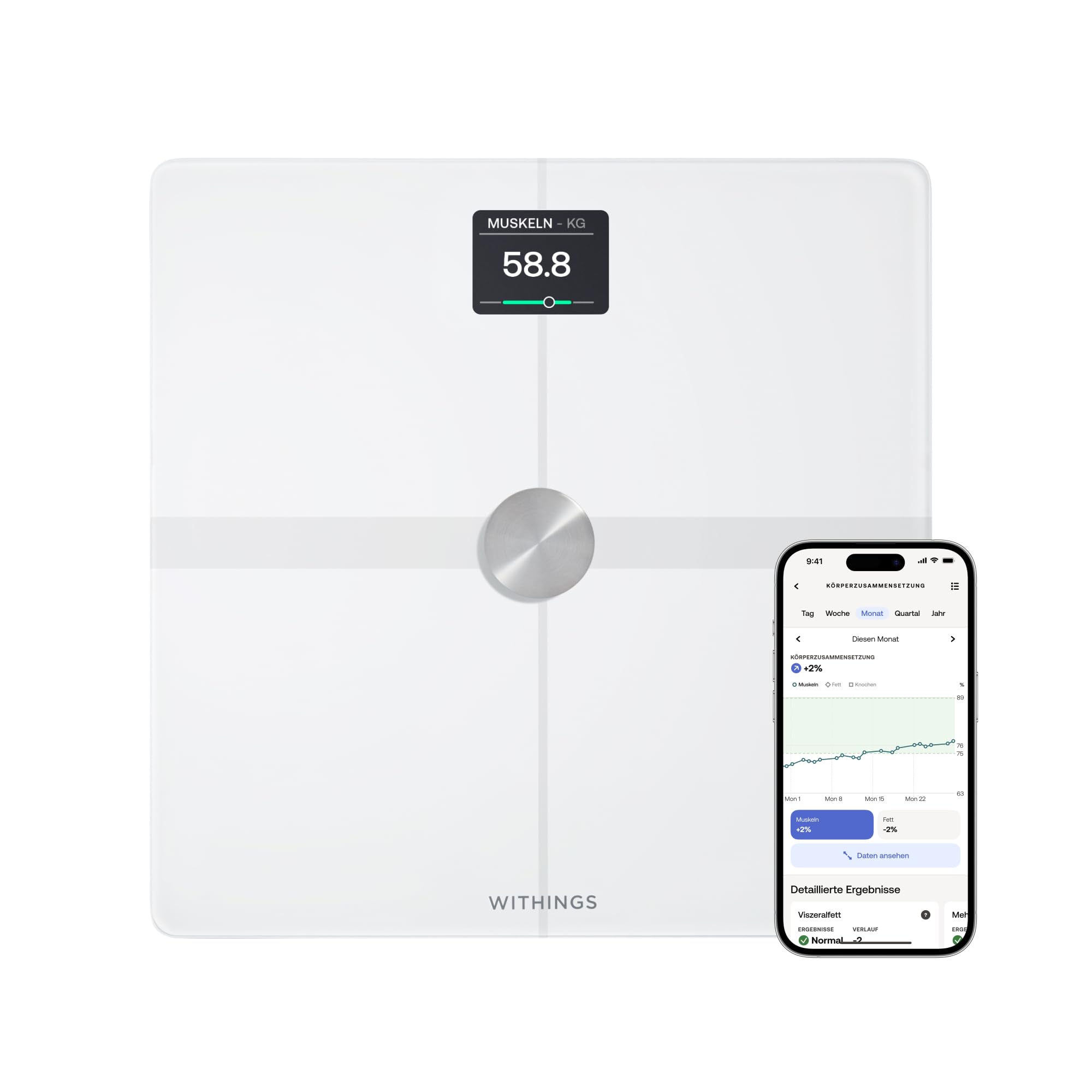 Withings Body Smart + Cleaning Kit - Balance connectée avec Composition corporelle avancée (Poids, Masse grasse/Musculaire/Osseuse, Eau, Graisse viscérale)