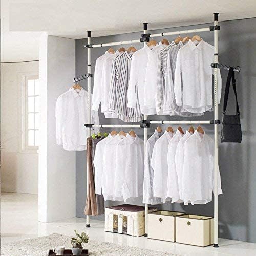 Telescopic Clothes Rail Telescopic Wardrobe System Heavy Duty Wardrobe Rail Hanging Rails For Clothes Rack Telescopic For Bedroom, Walk In Wardrobe Storage Systems Adjustable Clothes Pole (4 crossbar)