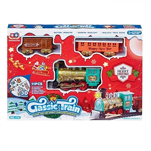 Premier Classic Battery Operated Christmas Xmas Train Carriage Track Set - 11 Piece