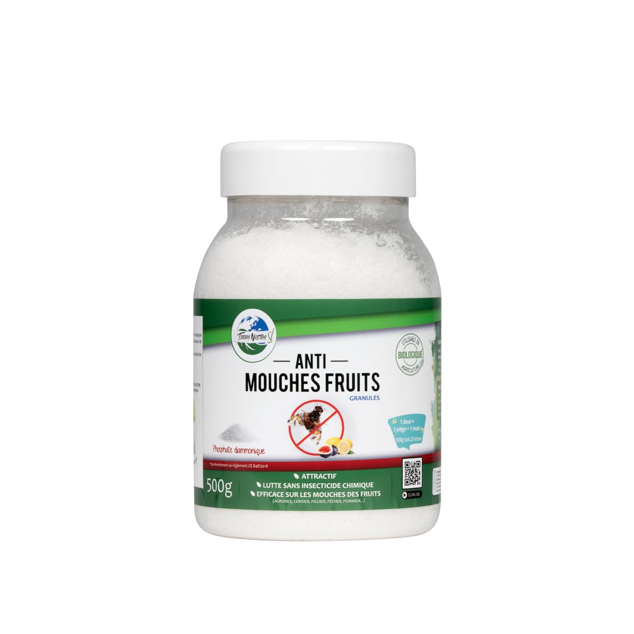 TERRA NOSTRA - Diammonic Phosphate for Fruit Flies - Natural and Powerful Fly Trap Attractant - 500g for Fruits, Vegetables and Plants