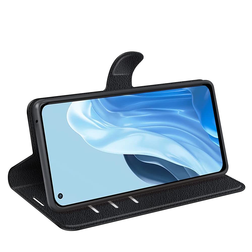 BoxTii Cover per Oppo Find X5 Lite 5G, Custodia in PU Pelle Portafoglio per Oppo Find X5 Lite 5G, Magnetica Cover a Libro con Slot per Schede, Nero