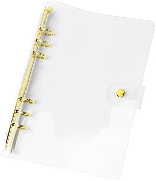 Clear A5 Binder Gold 6-Ring PVC Loose Leaf Folders Addable Paper Soft Notebook Shell Protector Binder Accessories