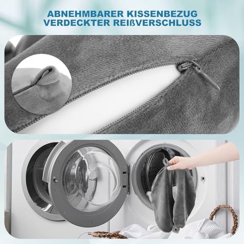 Cirorld Nackenkissen Flugzeug Aufblasbar, Reisekissen Flugzeug Nackenkissen, Nackenhörnchen Erwachsene, Aufblasbares Reisekissen mit Augenmaske und Ohrstöpsel(Grau) 4