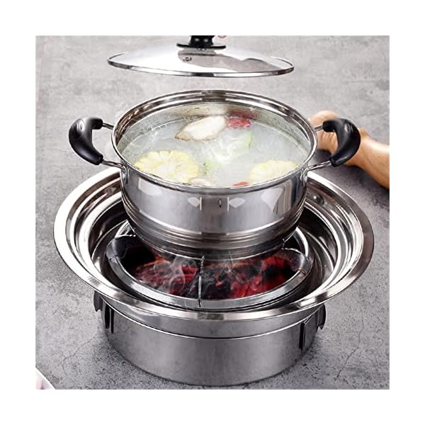 JHLXYXMY Grills Stainless Steel Charcoal Barbecue Grill Non-stick Barbecue Grills Portable Outdoor Bbq Grill Round Carbon Barbecue Stove - Image 4