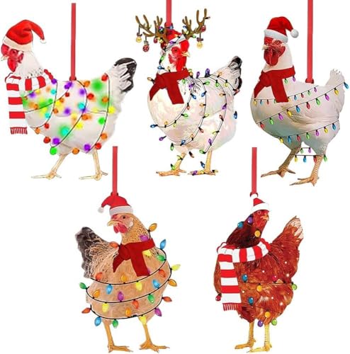 5 Stück Christbaumschmuck Huhn, Weihnachtsbaumschmuck Huhn,...
