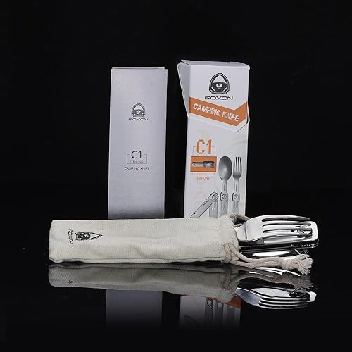 Miniatura 7 de ROXON C1 3 en 1 utensilios de camping desmontable cuchillo cuchara tenedor para acampar al aire libre senderismo