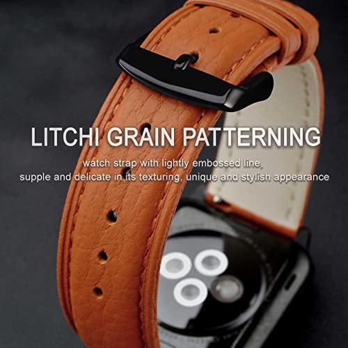 Image of ANNEFIT Watch Band 20mm, Quick Release Textured Padded Leather Straps with Black Buckle for Men and Women (Orange)
