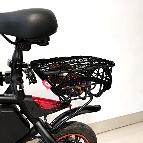 EVOULTES Upgrade Bike Cargo Net, 10\"X11\" Double Layer Storage Bungee Net with 8 Strong Hooks, High-Elastic Storage Cargo Rack Net for Bikes, Electric Bikes, Scooters, Motorcycles