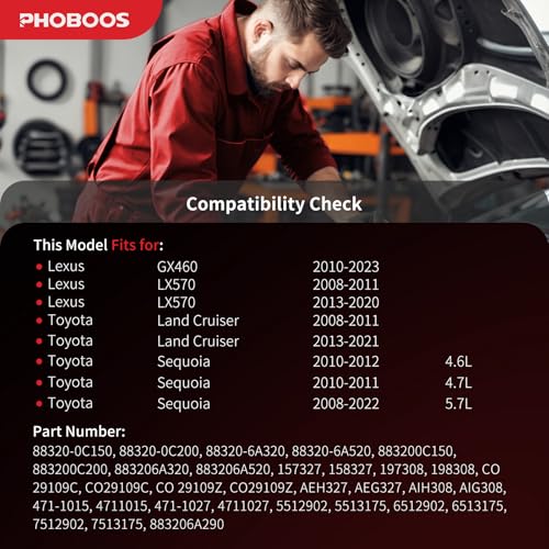Image of PHOBOOS A /C compressor with Clutch Compatible with Toyota Sequoia 2008-2022, Land Cruiser 2008-2011 2013-2021 & Lexus GX460 2010-2023, LX570 2008-2011 2013-2020, Ref.CO29109C