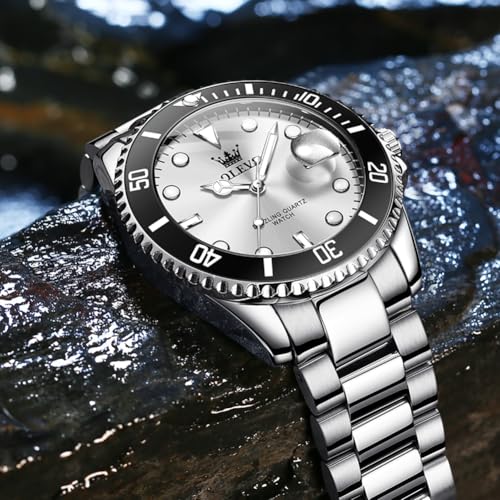 Image of OLEVS Luxury Watches for Men Big Stainless Steel Waterproof Quartz Analog