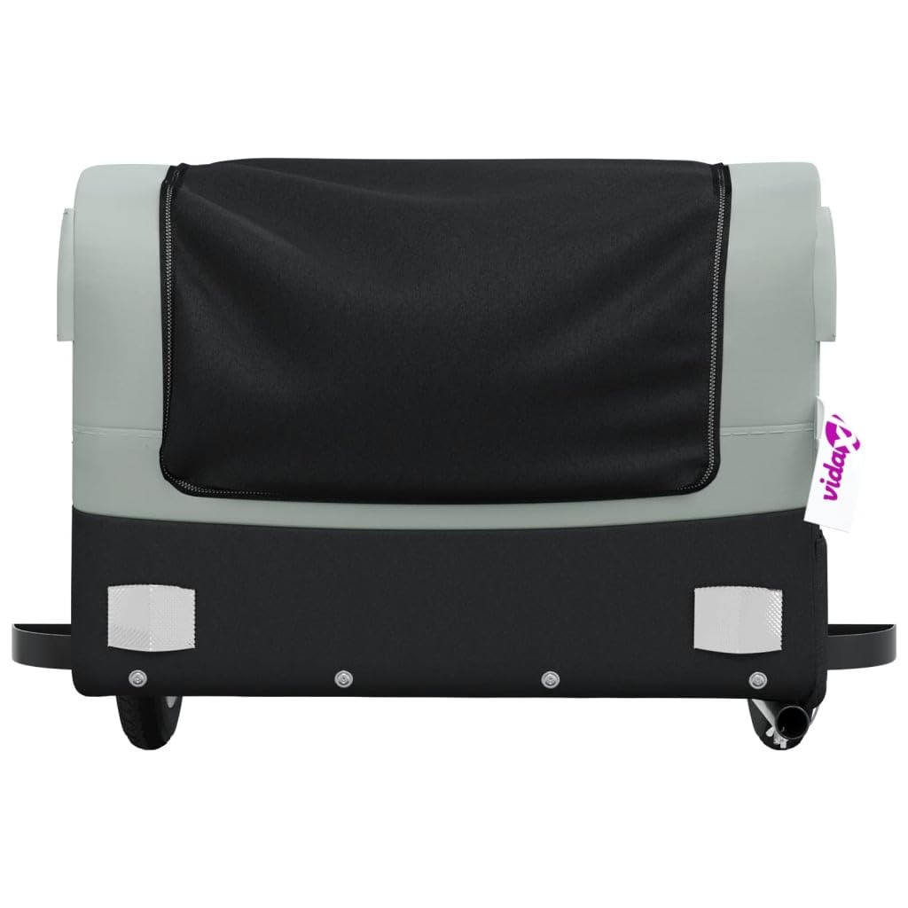 Remolque de bicicleta negro de hierro con capacidad de carga x 52,5 x 42 cm con bandera de seguridad, plegable para transportar equipaje, carga, perros, niños, exteriores y uso diario