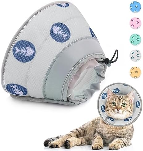 Supet Halskrause Katze,Einstellbarer Halskrause Katze Halsband,Wiederherstellung Halsband Weich Kragen Cone Nach Operation und Verletzungen für Welpen, Kleine Hunde und Katzen (Gra