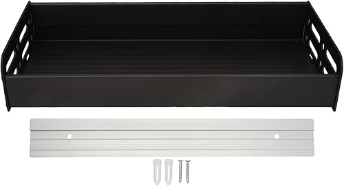 Miniatura 6 de Estantes flotantes con estante para especias, colgante de baño, hogar, para montaje en pared, para organizador de estantes flotantes (negro)