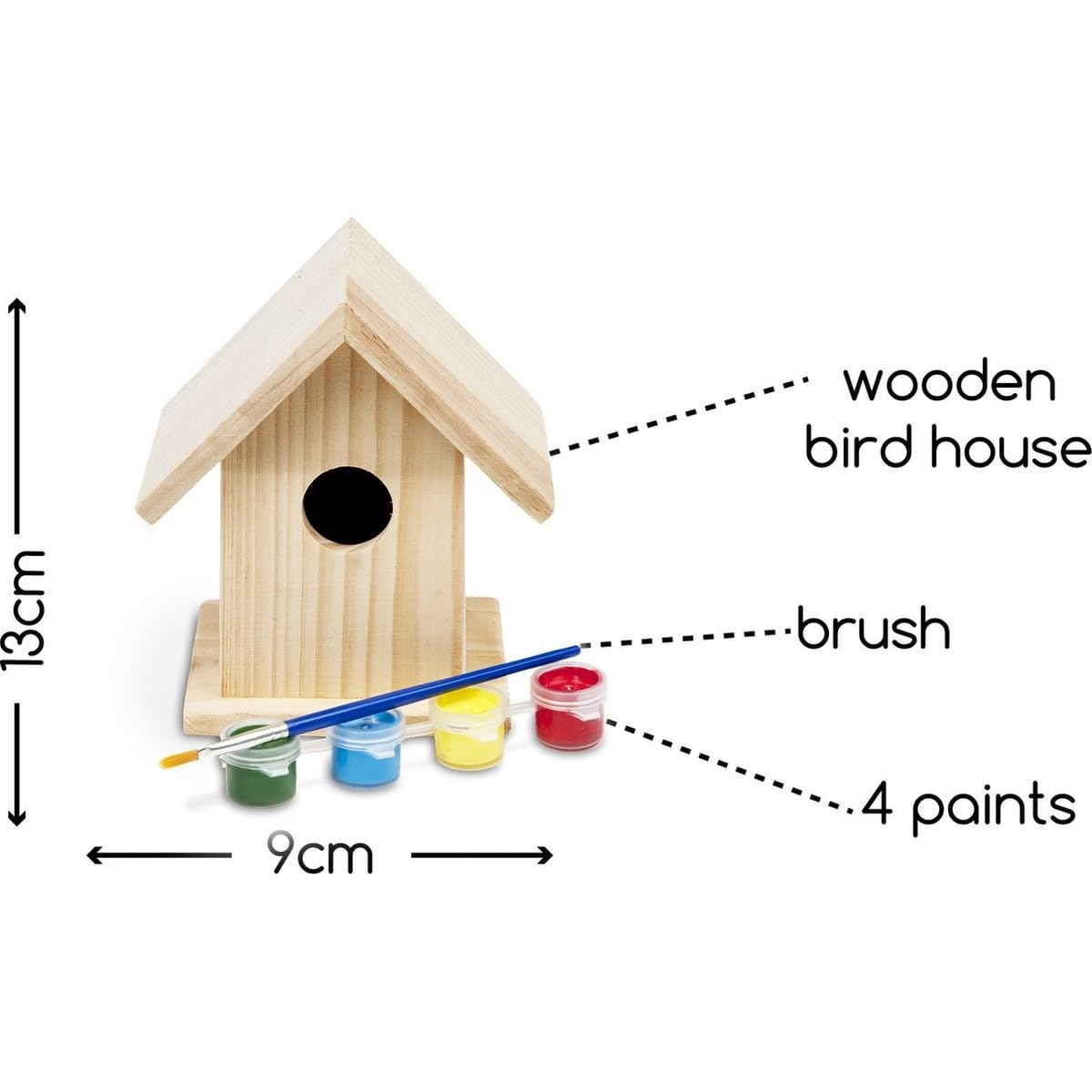 BS Toys Vogelhäuschen Zum Bemalen – 10x10x13 Cm, Aus Holz, Bastelset Für Kinder