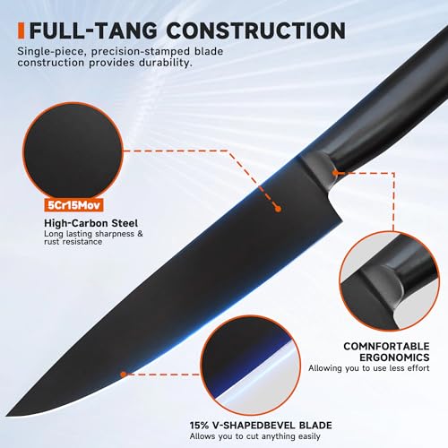 6 Pieces Knife Set with Foldable Magnetic Knife Block, Japanese Knife Sets, High-Grade 5CR - image 3
