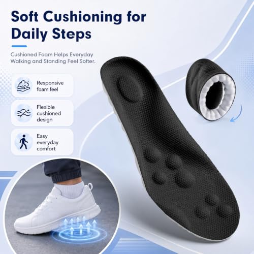 Image of 4D Cloud-Like Comfort Soles for Men - Soft Memory Foam Cushioning Insoles - Trim to Fit Steppers Insoles with Arch Support for Foot Pain Relief and Fatigue Reduction (Black, US M 14-14.5)