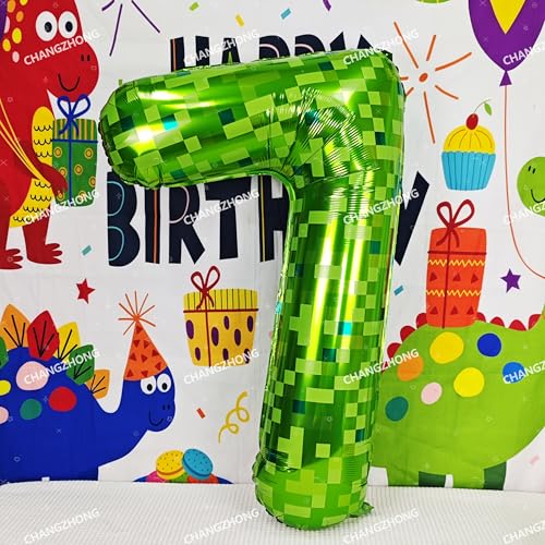 Image of 40 inch giant Green pixel miner game number 2 balloon | Large mining theme foil balloon 0-9 for pixel game parties children's birthdays party anniversary baby shower decoration